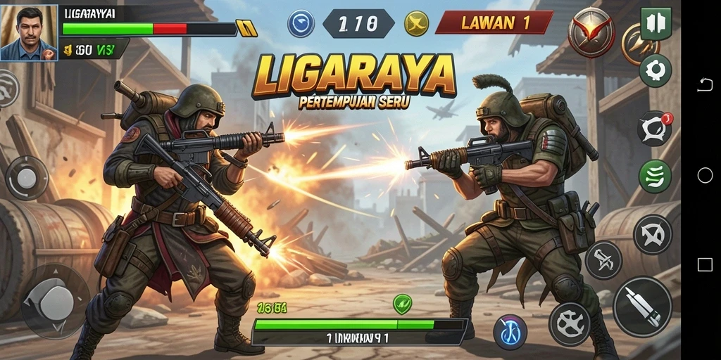 Antarmuka tempur 1 lawan 1 yang dinamis dan menegangkan.