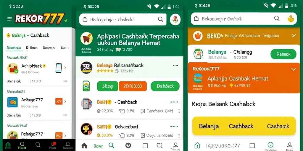 Tampilan antarmuka aplikasi REKOR777 yang user-friendly untuk cashback.