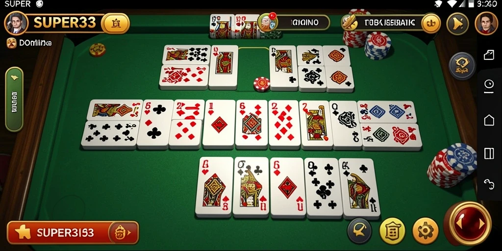 Tampilan antarmuka pengguna game Domino yang menarik dan interaktif.