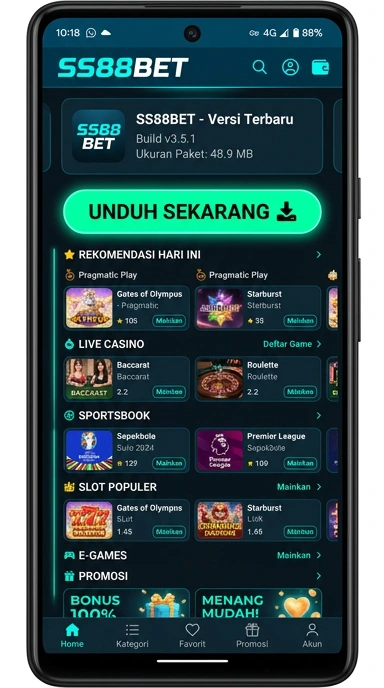 Tampilan halaman APK ss88bet
