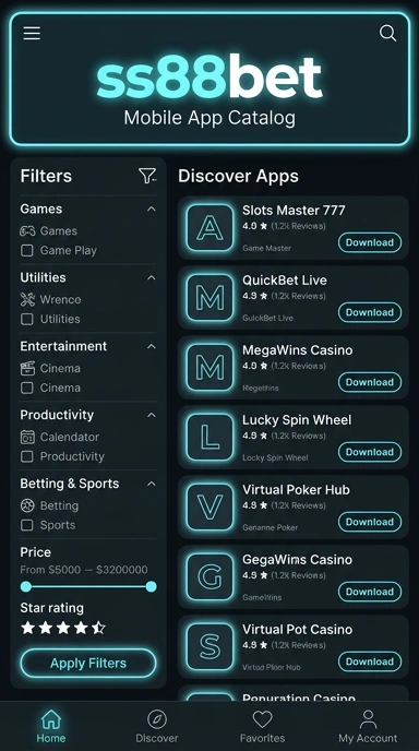 Tampilan katalog aplikasi ss88bet