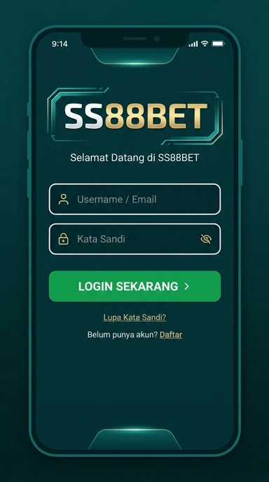 Tampilan halaman login ss88bet